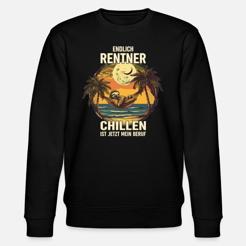 "Finally Pensioner" Chilling Sloth - Stanley/Stella CHANGER Unisex Organic Sweatshirt - black