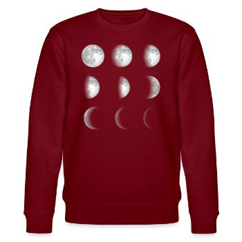 Mondphasen Weltraum - Stanley/Stella Unisex Bio-Sweatshirt CHANGER  - Burgunderrot - Vorne - Nik (191cm) & Marisol (170cm)
