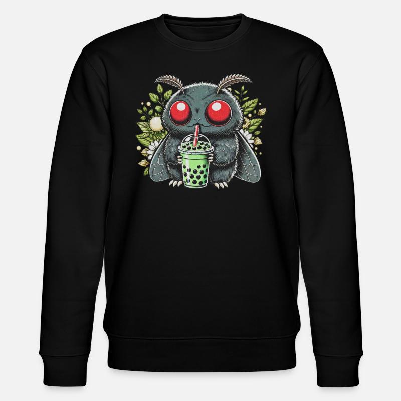 Mothman Drinking Bubble Tea - Stanley/Stella Unisex Bio-Sweatshirt CHANGER  - Schwarz