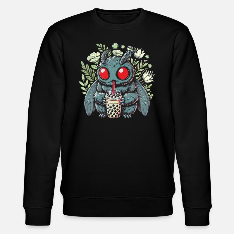 Funny Mothman with Bubble Tea - Stanley/Stella CHANGER Unisex Organic Sweatshirt - black