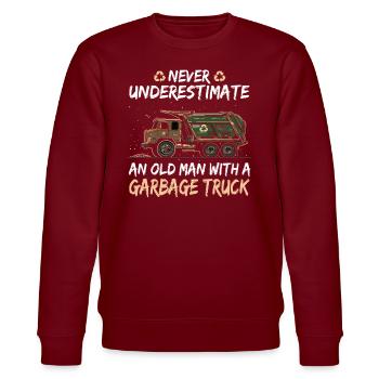 Garbage truck driver for sanitation workers - Stanley/Stella CHANGER Unisex Organic Sweatshirt - burgundy - Front - Nik (191cm) & Marisol (170cm)
