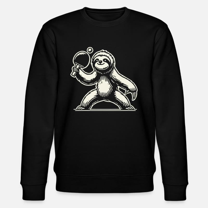 Sloth Table Tennis Player - Stanley/Stella CHANGER Unisex Organic Sweatshirt - black