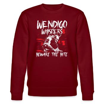 Wendigo Kryptide Cryptid - Stanley/Stella Unisex Bio-Sweatshirt CHANGER  - Burgunderrot - Vorne - Nik (191cm) & Marisol (170cm)