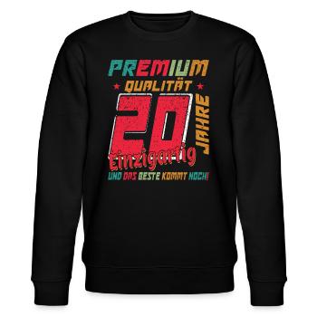 20 Jahre Jubiläum 20 Jahre: Das Beste kommt erst - Stanley/Stella Unisex Bio-Sweatshirt CHANGER  - Schwarz - Vorne - Nik (191cm) & Marisol (170cm)