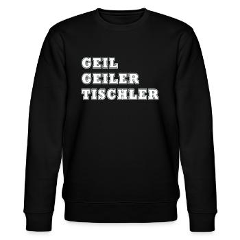 Geil Geiler Tischler - Stanley/Stella Unisex Bio-Sweatshirt CHANGER  - Schwarz - Vorne - Nik (191cm) & Marisol (170cm)