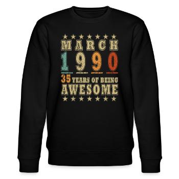 Anniversaire Mars 1990 - 35ème Anniversaire - Mars 1990 - Sweat bio CHANGER Stanley/Stella Unisexe - noir - Devant - Nik (191cm) & Marisol (170cm)