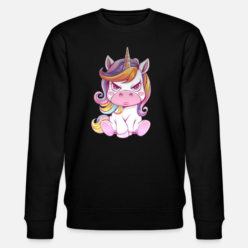 Verärgertes Einhorn Mit Regenbogenmähne - Stanley/Stella Unisex Bio-Sweatshirt CHANGER  - Schwarz