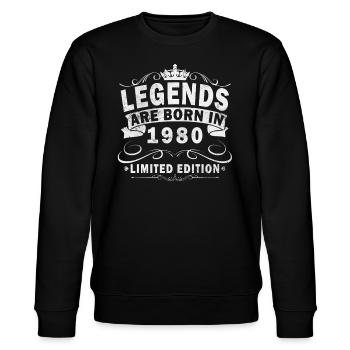 1980 Jahr der Legenden - 1980 Jubiläumsgeschenk - Stanley/Stella Unisex Bio-Sweatshirt CHANGER  - Schwarz - Vorne - Nik (191cm) & Marisol (170cm)