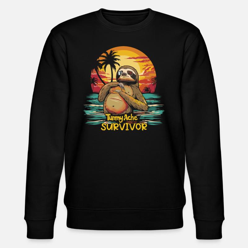 Funny Sloth Meme Stomach Ache - Stanley/Stella CHANGER Unisex Organic Sweatshirt - black