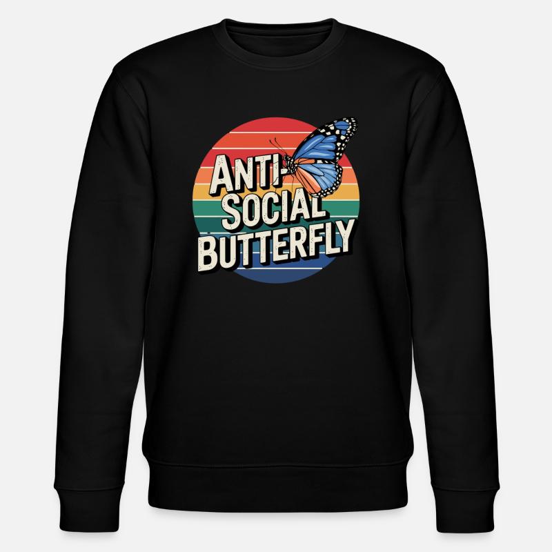 Butterfly No Talking Leave Alone - Stanley/Stella økologisk unisex-sweatshirt CHANGER - sort