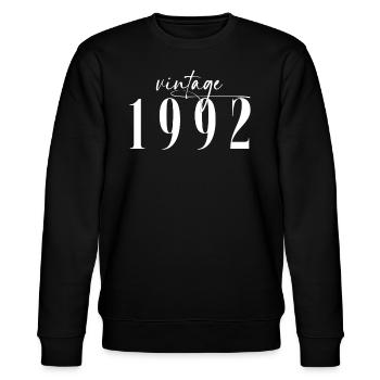 Vintage 1992 Elegant Minimalist Birthday - Stanley/Stella CHANGER Unisex Organic Sweatshirt - black - Front - Nik (191cm) & Marisol (170cm)