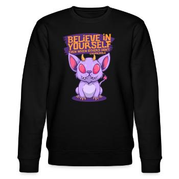 Chupacabra Kryptid Kryptozoologie - Stanley/Stella Unisex Bio-Sweatshirt CHANGER  - Schwarz - Vorne - Nik (191cm) & Marisol (170cm)