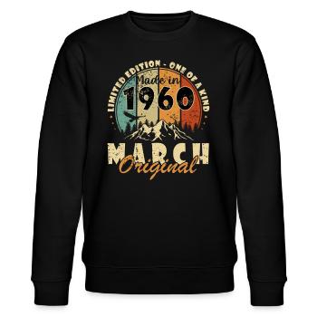 Mars 1960 - Cadeau d’anniversaire Anniversaire de mars 1960 - Sweat bio CHANGER Stanley/Stella Unisexe - noir - Devant - Nik (191cm) & Marisol (170cm)