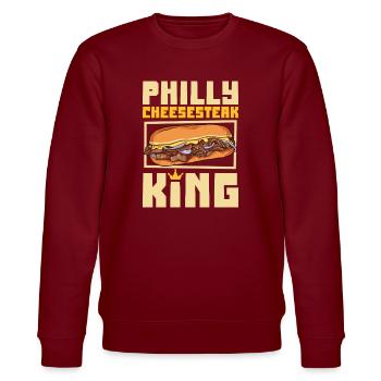 Philly Cheesesteak King - Stanley/Stella CHANGER Unisex Organic Sweatshirt - burgundy - Front - Nik (191cm) & Marisol (170cm)