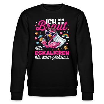 Braut T-Shirt JGA Frauen Junggesellenabschied - Stanley/Stella Unisex Bio-Sweatshirt CHANGER  - Schwarz - Vorne - Nik (191cm) & Marisol (170cm)