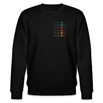 Gitarren Herzschlag Gitarristen - Stanley/Stella Unisex Bio-Sweatshirt CHANGER  - Schwarz - Vorne - Nik (191cm) & Marisol (170cm)