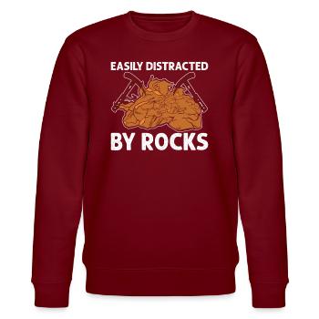 Geologist Rocks - Stanley/Stella CHANGER Unisex Organic Sweatshirt - burgundy - Front - Nik (191cm) & Marisol (170cm)