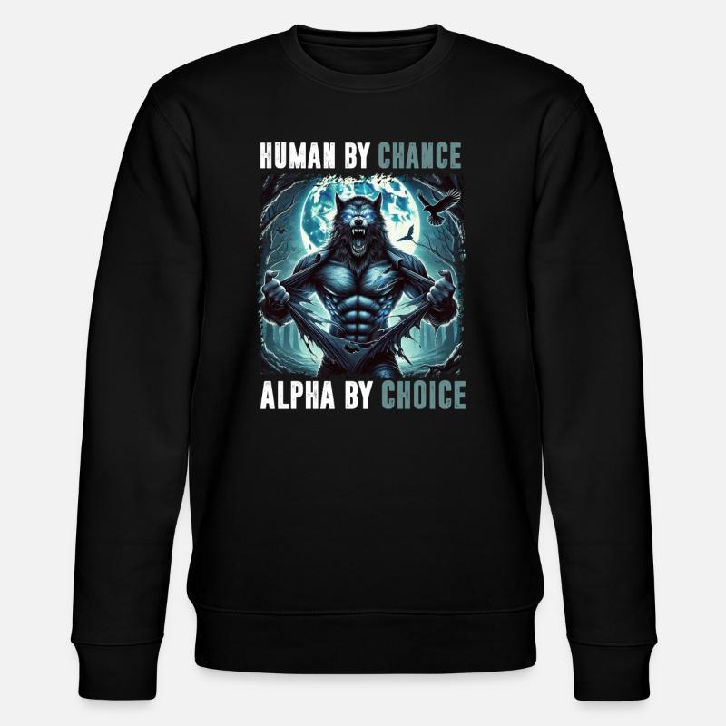 Human By Chance Alpha By Choice Werewolf - Stanley/Stella Unisex Bio-Sweatshirt CHANGER  - Schwarz