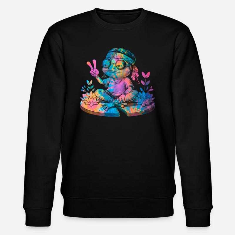 Friedenszeichen Dye Hippie Frog 60s - Stanley/Stella Unisex Bio-Sweatshirt CHANGER  - Schwarz