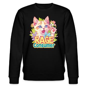 Cat Rage Consumes Me Humor Meme - Stanley/Stella Unisex Bio-Sweatshirt CHANGER  - Schwarz - Vorne - Nik (191cm) & Marisol (170cm)