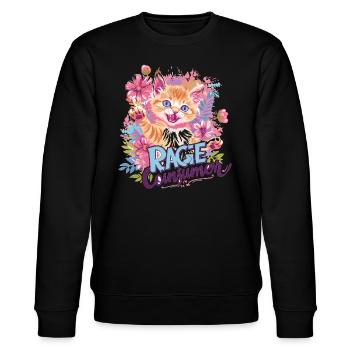 Cat Rage Consumes Me Humor Meme - Stanley/Stella Unisex Bio-Sweatshirt CHANGER  - Schwarz - Vorne - Nik (191cm) & Marisol (170cm)
