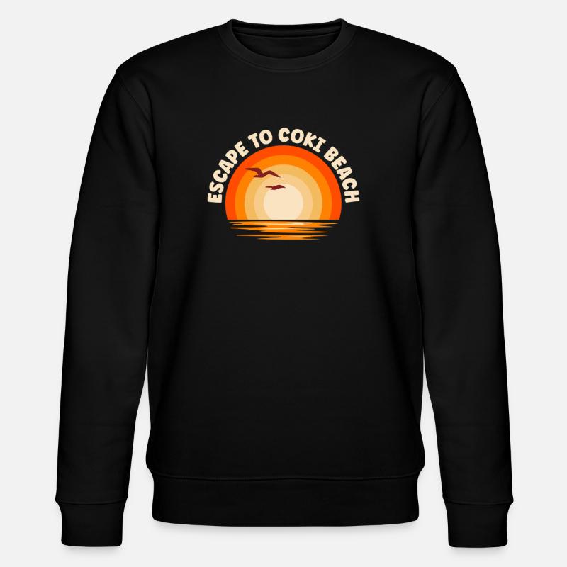 Ich fliehe nach Coki Beach - Stanley/Stella Unisex Bio-Sweatshirt CHANGER  - Schwarz