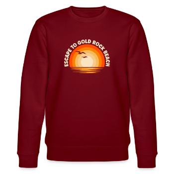 I'm fleeing to Gold Rock Beach - Stanley/Stella CHANGER Unisex Organic Sweatshirt - burgundy - Front - Nik (191cm) & Marisol (170cm)