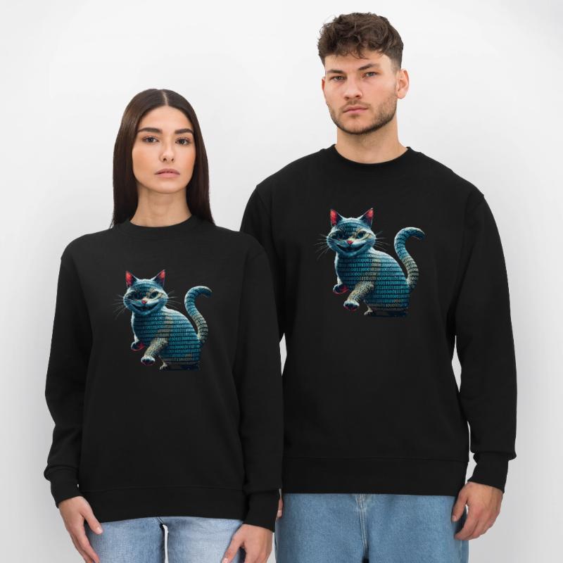 Tech cat with binary code for programmers and Stanley/Stella CHANGER Unisex Organic Sweatshirt