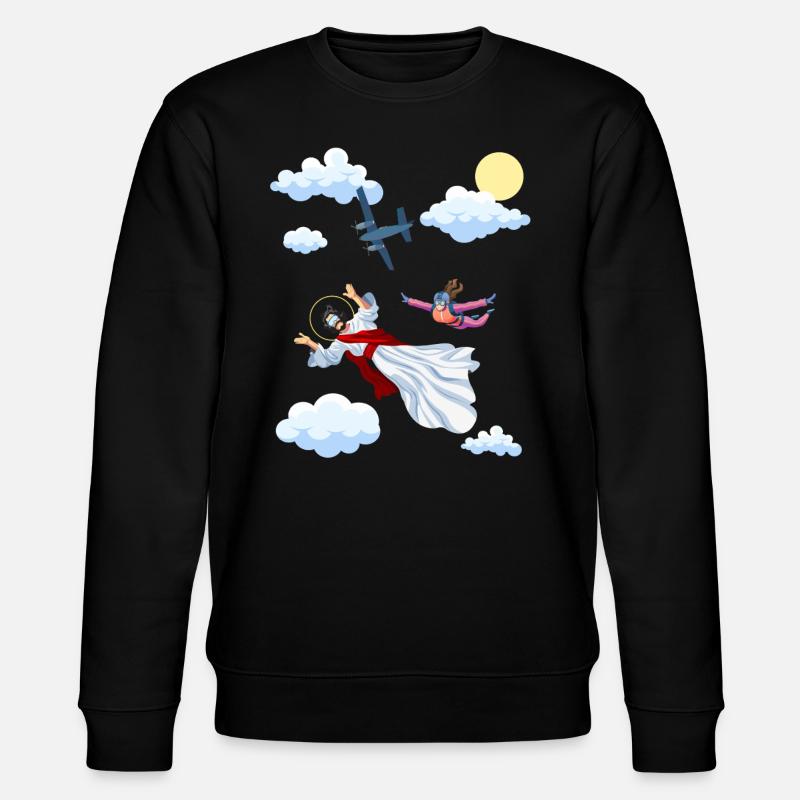 Skydive Jesus, Fallschirm, Skydiving, - Stanley/Stella Unisex Bio-Sweatshirt CHANGER - Schwarz