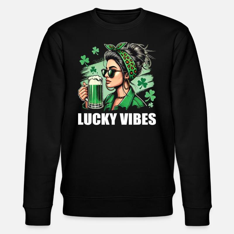 Saint-Patrick : style Lucky Vibes - Sweat bio CHANGER Stanley/Stella Unisexe - noir