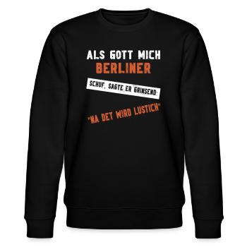 Als Gott mich Berliner schuf - Berlin - Stanley/Stella Unisex Bio-Sweatshirt CHANGER  - Schwarz - Vorne - Nik (191cm) & Marisol (170cm)