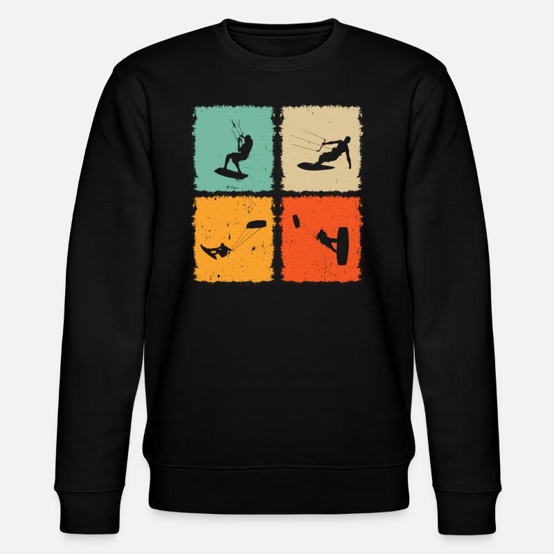 Kitesurfing Silhouette Kitesurfer Kiteboarding - Stanley/Stella Unisex Bio-Sweatshirt CHANGER  - Schwarz
