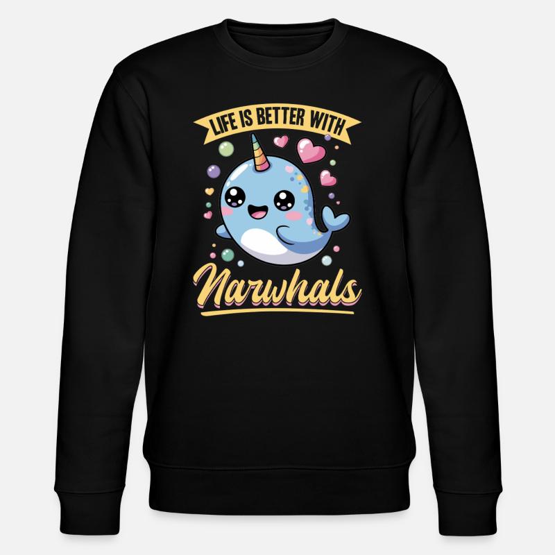 Narval Chibi Kawaii - Sweat bio CHANGER Stanley/Stella Unisexe - noir