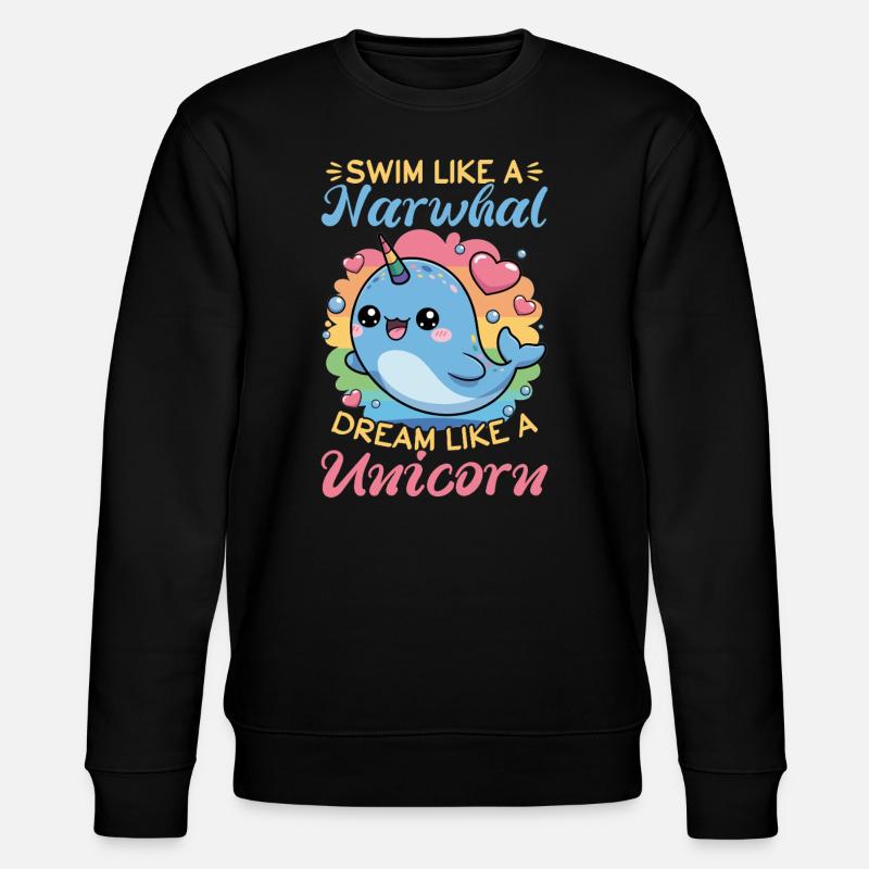 Narwhal Chibi Kawaii - Stanley/Stella Unisex Bio-Sweatshirt CHANGER  - Schwarz