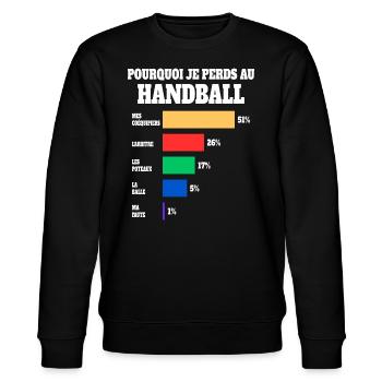 Maillot Humour Joueur Handball - Sweat bio CHANGER Stanley/Stella Unisexe - noir - Devant - Nik (191cm) & Marisol (170cm)
