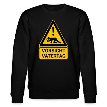 Lustiges Vatertags Design - Vorsicht Vatertag - Stanley/Stella Unisex Bio-Sweatshirt CHANGER  - Schwarz - Vorne - Nik (191cm) & Marisol (170cm)