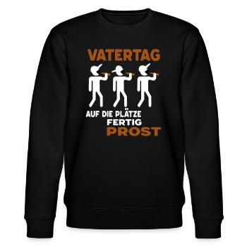 Lustiges Vatertags Design - auf die plätze prost - Stanley/Stella Unisex Bio-Sweatshirt CHANGER  - Schwarz - Vorne - Nik (191cm) & Marisol (170cm)