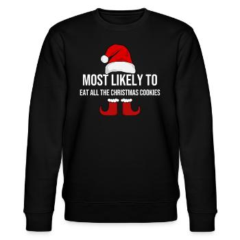 Most Likely To Eat All The Christmas Cookies - Stanley/Stella Unisex Bio-Sweatshirt CHANGER  - Schwarz - Vorne - Nik (191cm) & Marisol (170cm)
