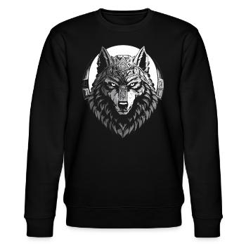 Walhalla Wolf Wölfe Odins Runen Nordischer Kompass - Stanley/Stella Unisex Bio-Sweatshirt CHANGER  - Schwarz - Vorne - Nik (191cm) & Marisol (170cm)