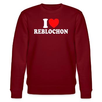 Humour I Love Reblochon Fromage - Sweat bio CHANGER Stanley/Stella Unisexe - bordeaux - Devant - Nik (191cm) & Marisol (170cm)