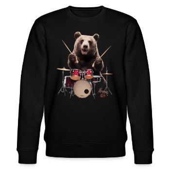 Bär Schlagzeug - Stanley/Stella Unisex Bio-Sweatshirt CHANGER  - Schwarz - Vorne - Nik (191cm) & Marisol (170cm)