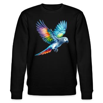 Graupapagei Geschenk - Stanley/Stella Unisex Bio-Sweatshirt CHANGER  - Schwarz - Vorne - Nik (191cm) & Marisol (170cm)