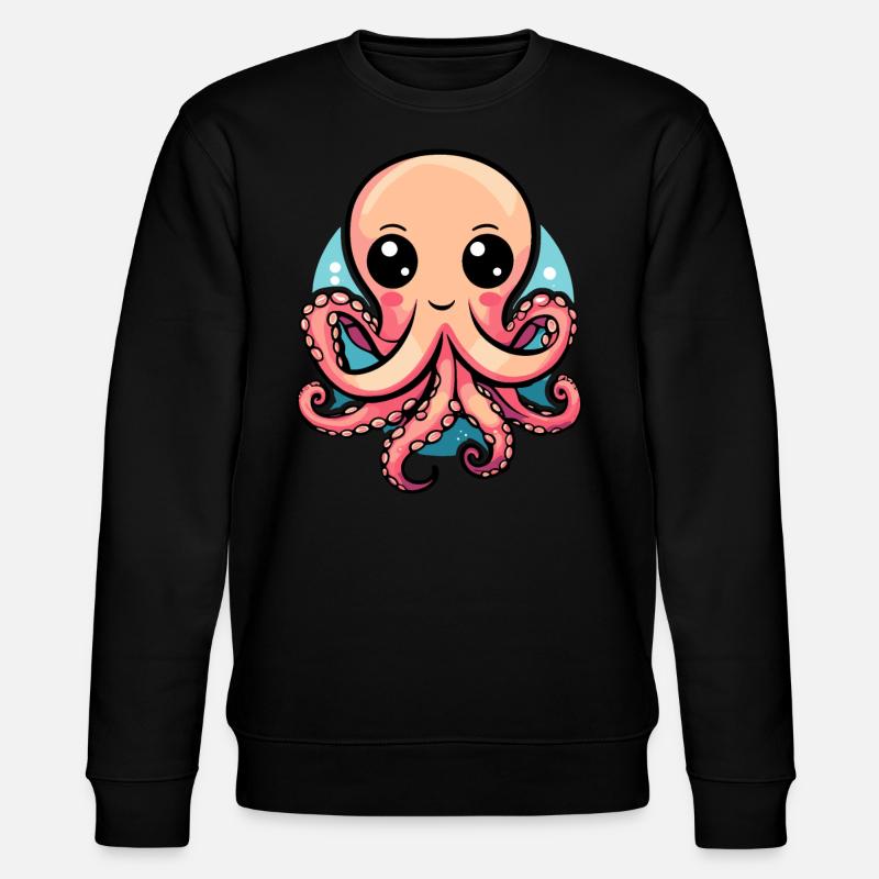 Süßer Kawaii Oktopus - Stanley/Stella Unisex Bio-Sweatshirt CHANGER  - Schwarz