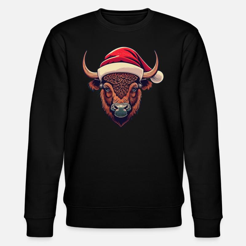 Bison Weihnachten Santa - Stanley/Stella Unisex Bio-Sweatshirt CHANGER  - Schwarz