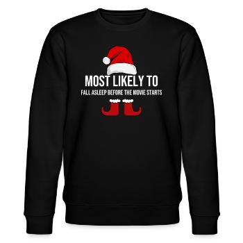 Most Likely To Fall Asleep Before The Movie Starts - Stanley/Stella CHANGER Unisex Organic Sweatshirt - black - Front - Nik (191cm) & Marisol (170cm)