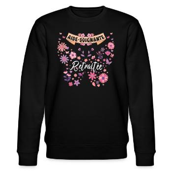 Papillon Femme Aide Soignante Retraite - Sweat bio CHANGER Stanley/Stella Unisexe - noir - Devant - Nik (191cm) & Marisol (170cm)