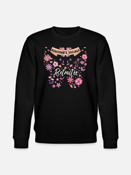 Papillon Assistante Sociale Retraite - Sweat bio CHANGER Stanley/Stella Unisexe - noir