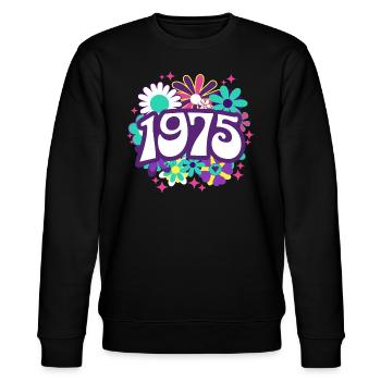 Retro Groovy Jahr 1975 Frauen 50 Jahre alter Geburtstag - Stanley/Stella Unisex Bio-Sweatshirt CHANGER  - Schwarz - Vorne - Nik (191cm) & Marisol (170cm)