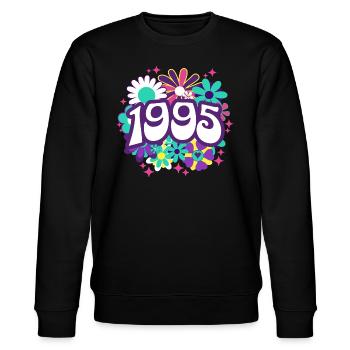 Retro Groovy Year 1995 Women 30 Years Birthday - Stanley/Stella CHANGER Unisex Organic Sweatshirt - black - Front - Nik (191cm) & Marisol (170cm)