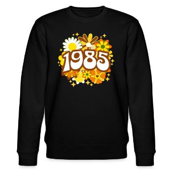 Retro Groovy Jahr 1985 Frauen 40 Jahre alter Geburtstag - Stanley/Stella Unisex Bio-Sweatshirt CHANGER  - Schwarz - Vorne - Nik (191cm) & Marisol (170cm)